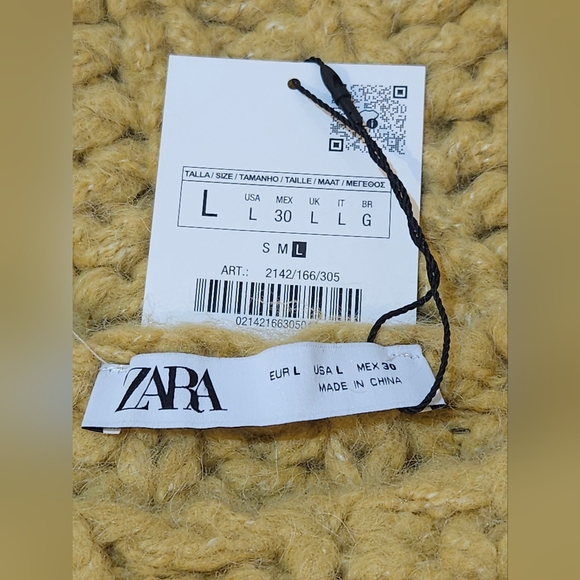Chunky Knitted Cropped Mustard Wool Blend Sweater By Zara - Picture 8 of 12